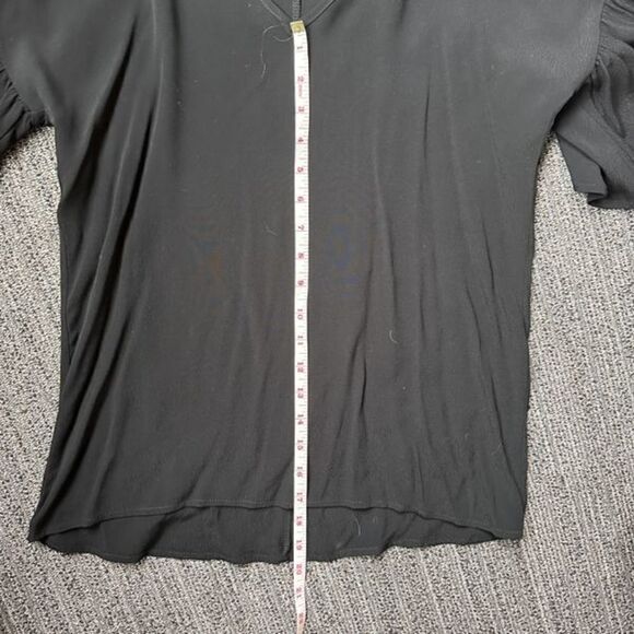 Blue Rain by Francesca's Black Flutter Sleeve V-neck Chiffon Blouse M - Picture 6 of 8